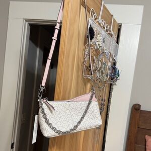 Calvin Klein Signature White and Pink Shoulder Bag